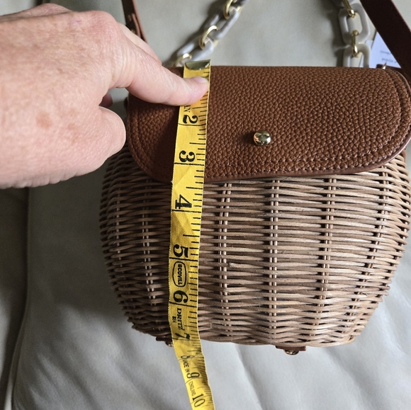 New Tommy Bahama Bag Rattan Brown Tan Crossbody Strap Handbag Purse Convertible - Picture 14 of 15